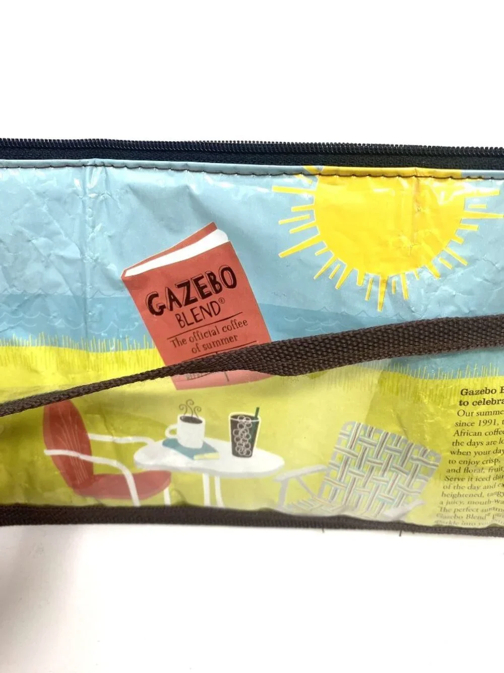 Recycled Repurpose Starbucks Coffee Wrapper Zip Pouch 2 Compartments  B8